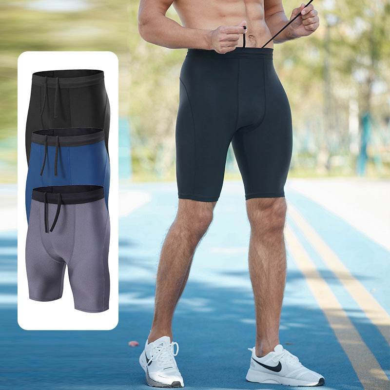 Sports Workout Elastic Men's High Waist Hip Lift Shorts - Mubimart