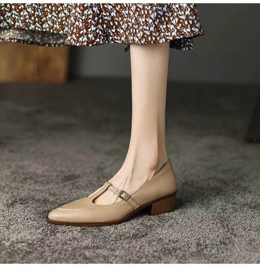 New French Retro Pointed Pumps Women - Mubimart