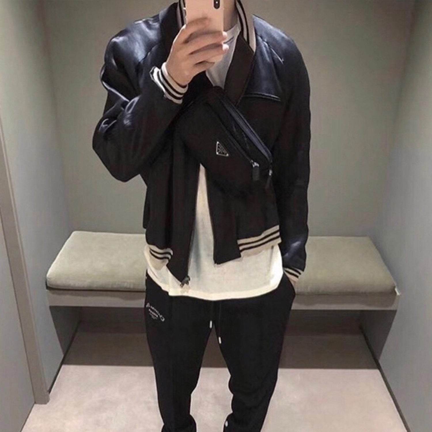 Black Silk Cotton Bomber Jacket - Mubimart