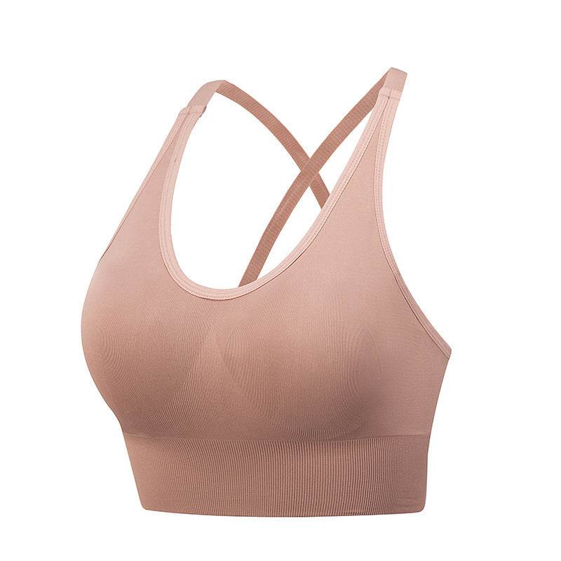 Cross Back Yoga Sports Bra Plus Size - Mubimart