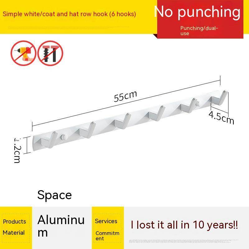 Punch-free Space Aluminum Coat Hook Toilet Coat Hook - Mubimart
