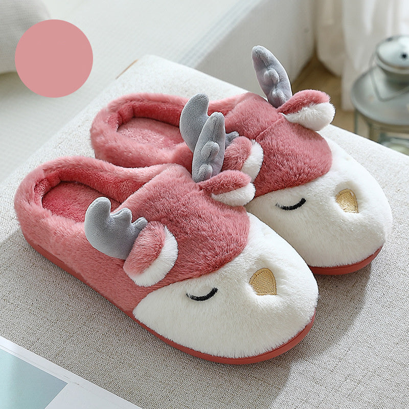 Christmas Shoes Winter Home Slippers Elk Plush Bedroom Slipper House Shoes For Women Men - Mubimart -  