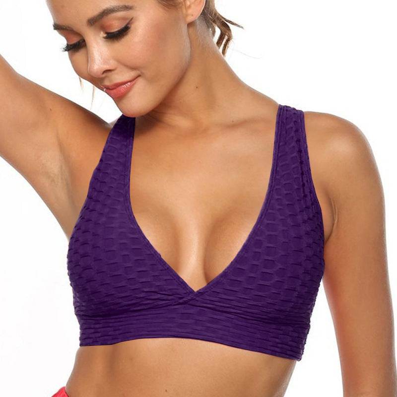 Fitness Womens Bra Strap Hanging Neck Sexy Bralette Elastic Stitching - Mubimart