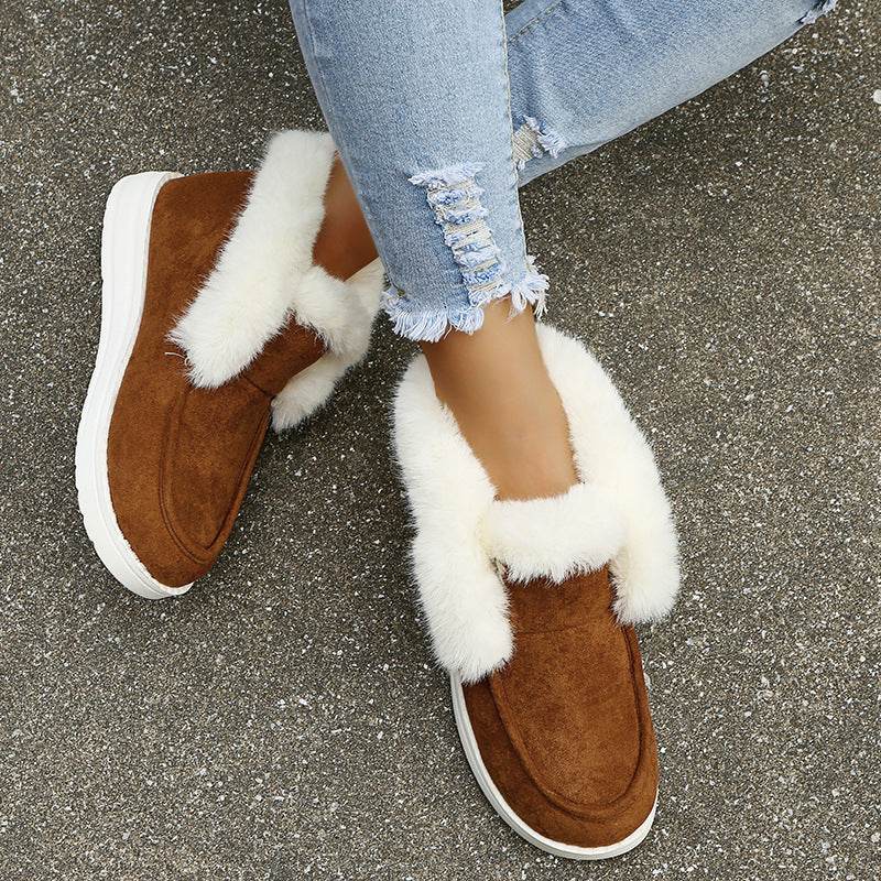 Snow Boots Warm Winter Shoes Plush Fur Ankle Boots Women - Mubimart
