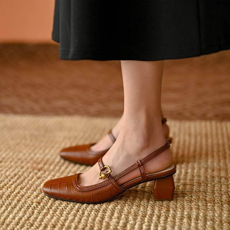 Women's Square Toe Mary Jane High Heels - Mubimart