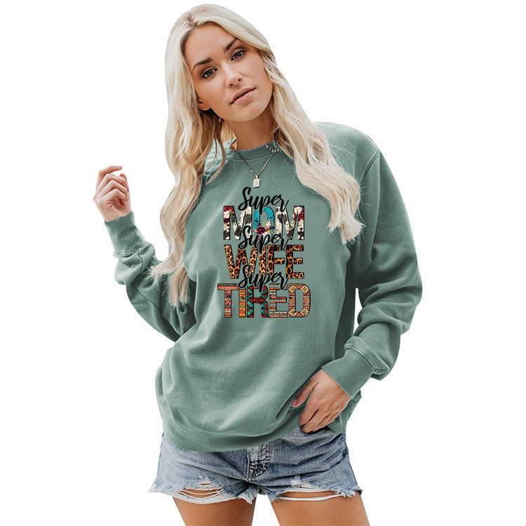 Women's Crew Neck Print Plus Size Sweatshirt - Mubimart