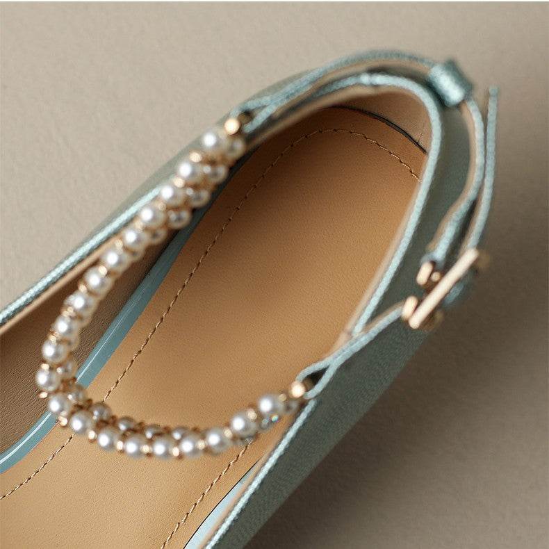 OL Temperament Peplum Pointed Fine Heel Work Shoes - Mubimart