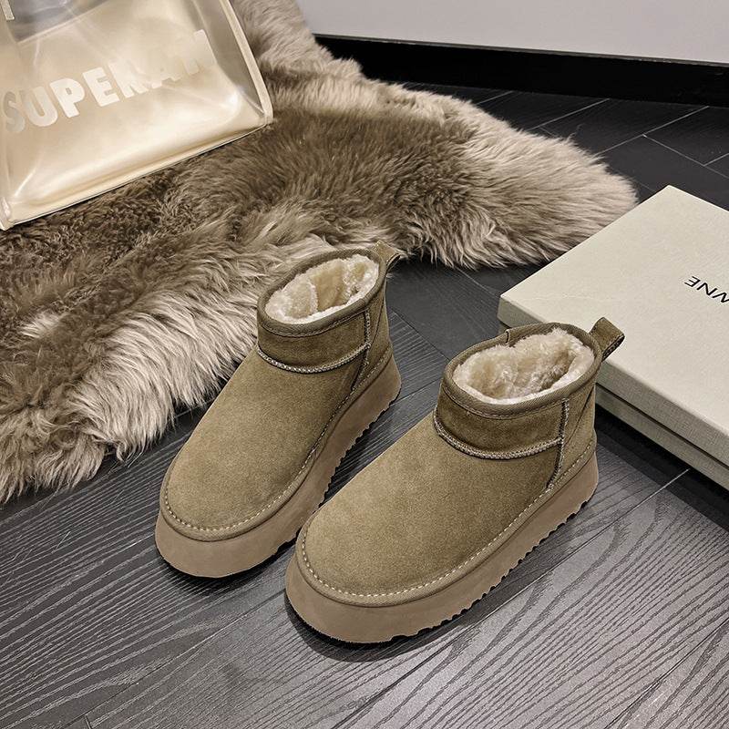 Genuine Leather Snow Boots Short Boots - Mubimart