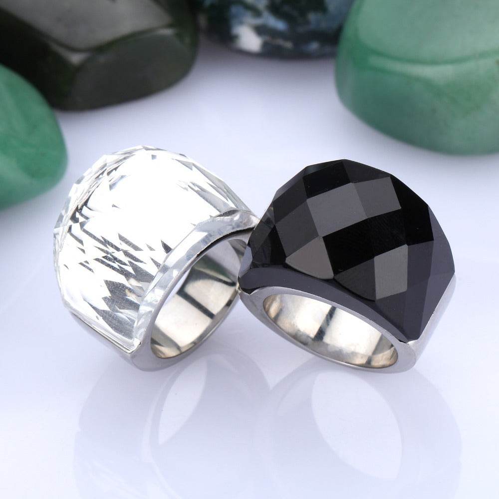 Titanium Steel Crystal Glass Ring For Men And Women - Mubimart