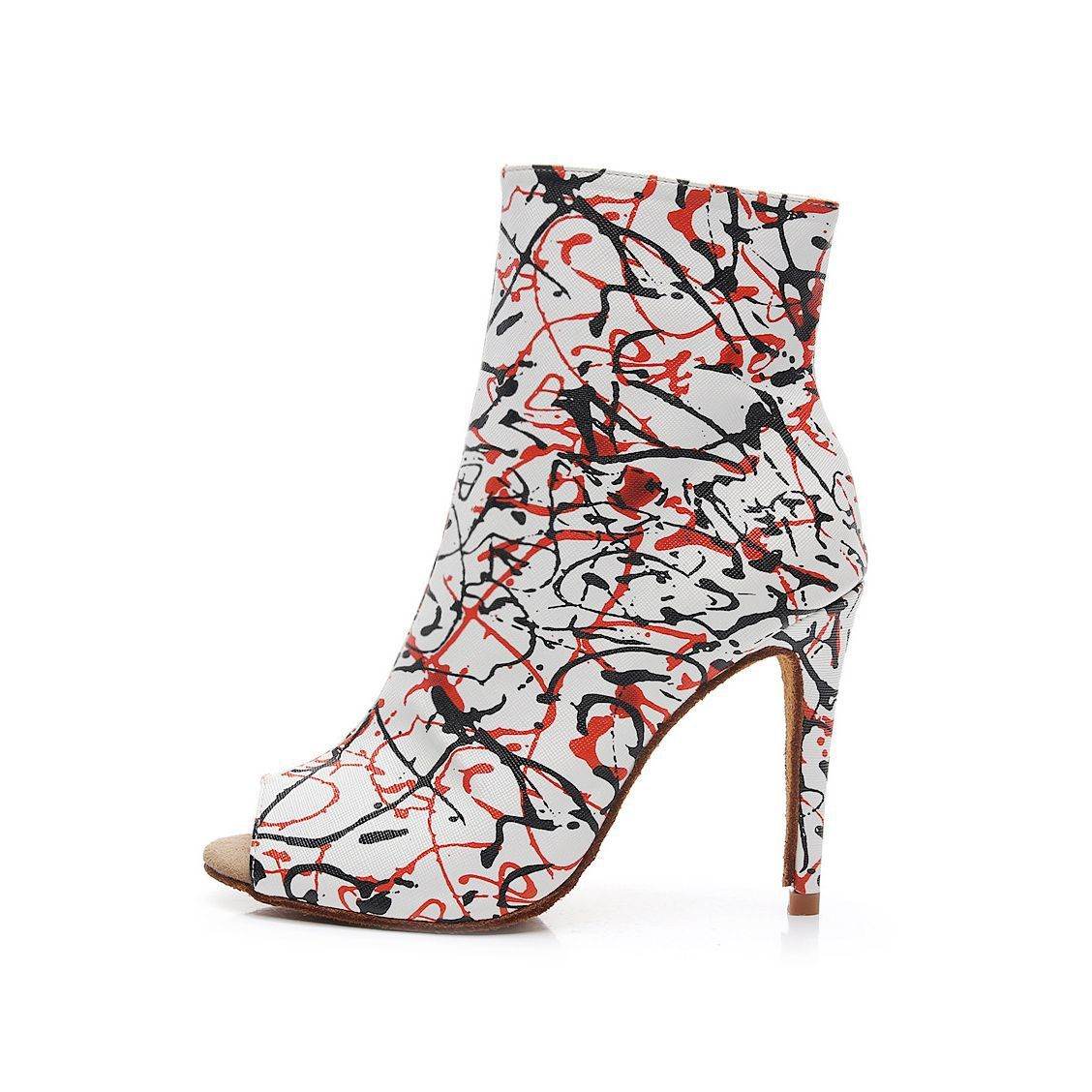 Women's Adult High Heel Stage Boots Graffiti Mid-calf - Mubimart