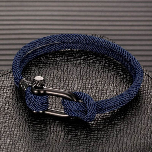 Mens Fashion Personality Horseshoe Buckle Woven Bracelet - Mubimart