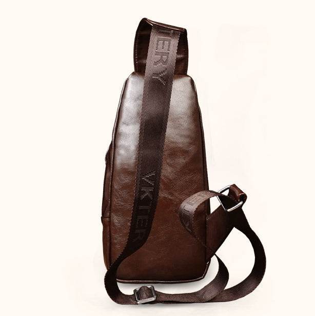 Men's Fashion Crossbody Bag Theftproof Leather Business Sling Bags Male Casual Chest Bags Shoulder Bags Chest Waist Pack - Mubimart
