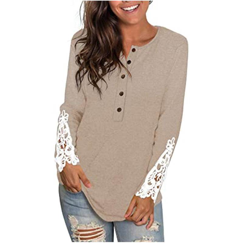 Fashion Lace T-shirt Top For Women - Mubimart