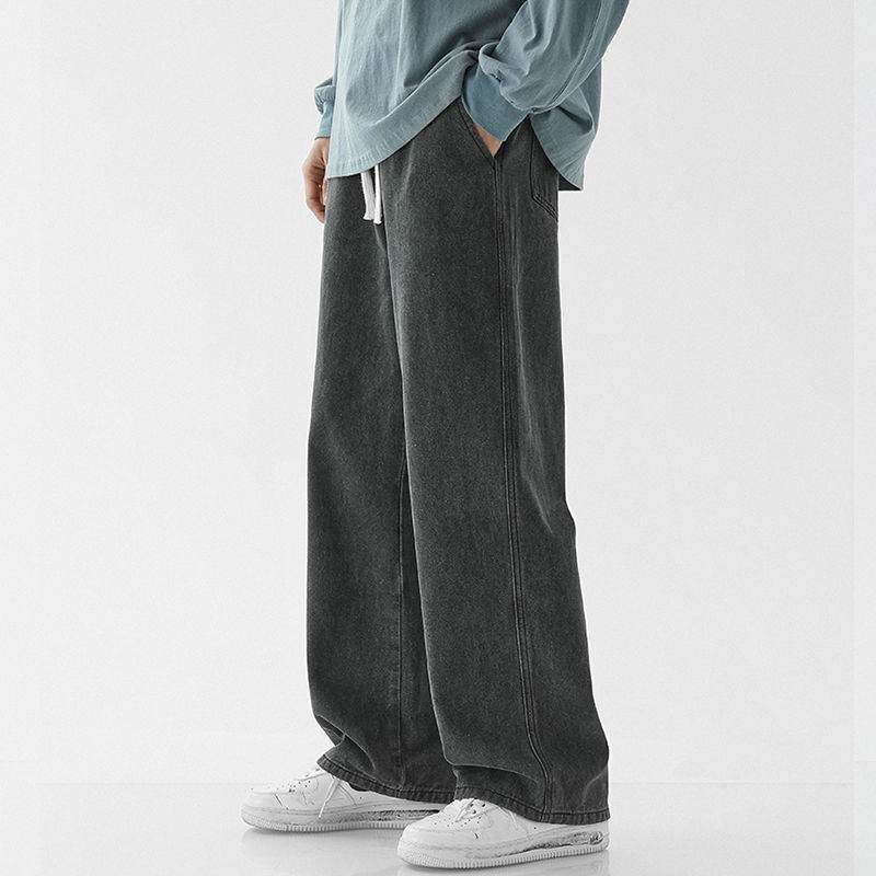 Mens Fashion Casual Loose Straight Jeans - Mubimart