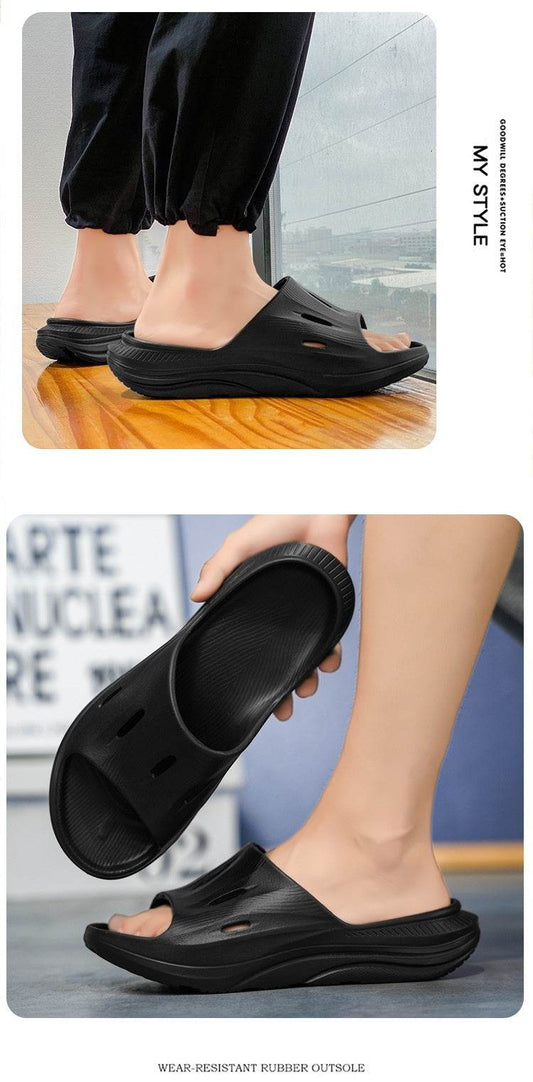 Wear-resistant Beach Sandals Outdoor Leisure Shit Feeling Home Single Strap Slides Trendy Shoes - Mubimart