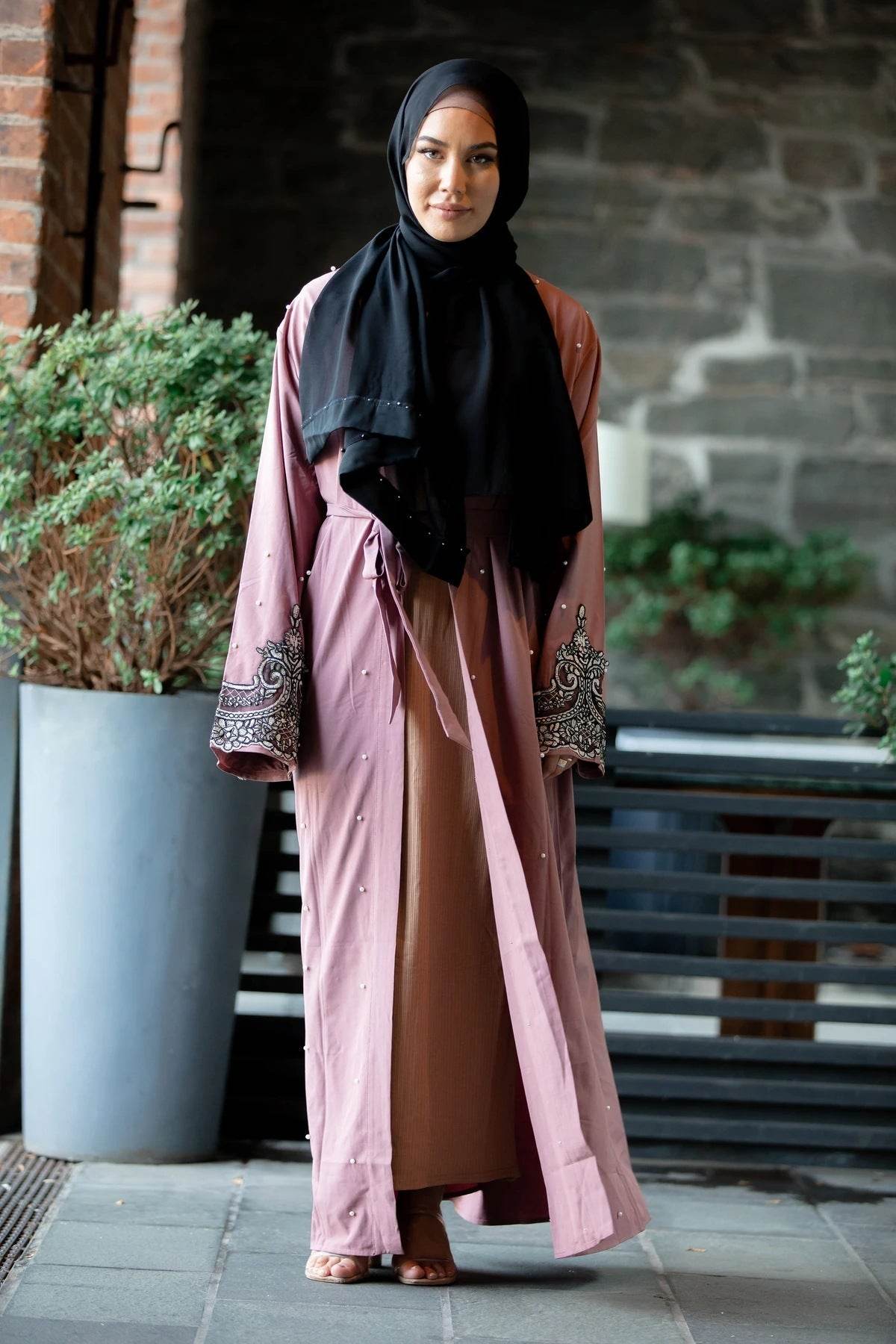 Long Sleeved Embroidered Beaded Robe For Women - Mubimart