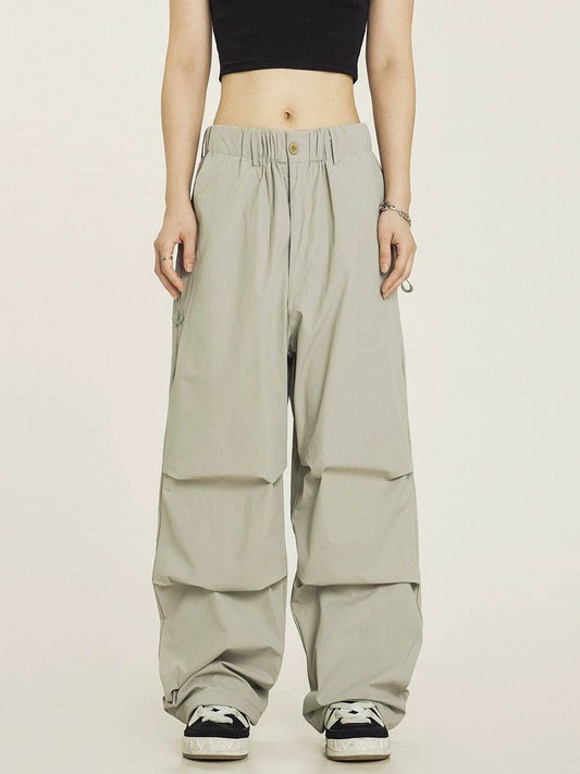 Vintage Pleated Parachute Pants Cargo Pants - Mubimart