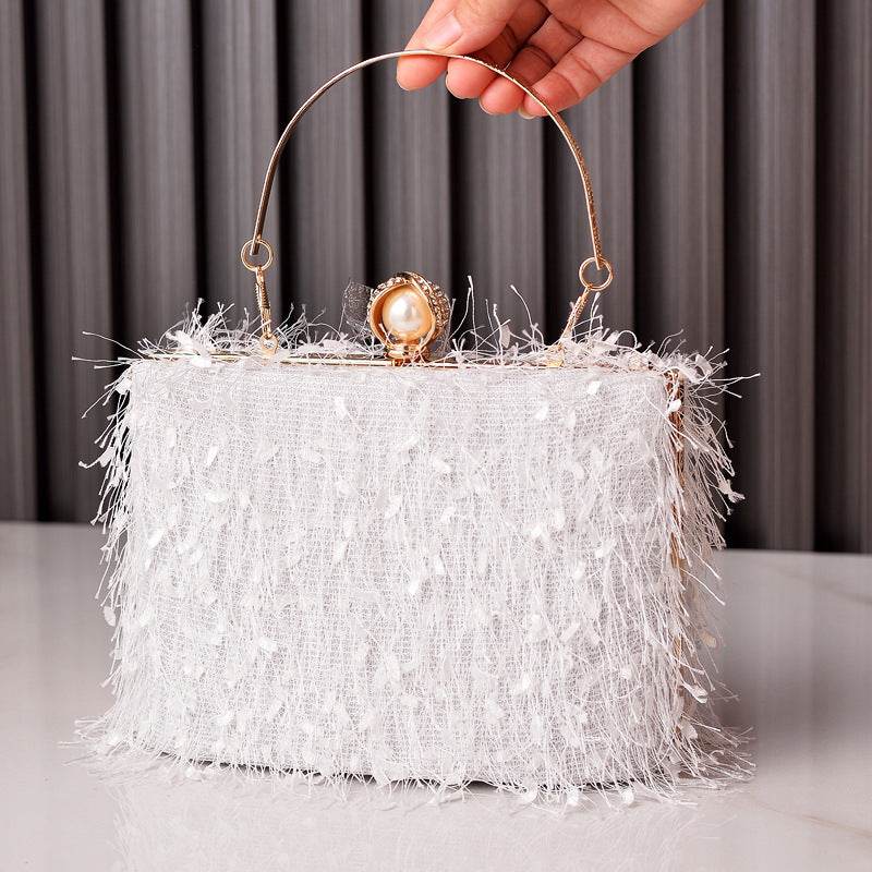 Tassel Handbags Women Dress Party Evening Bag Fashion Luxury Designer Square Bags Crossbody Shoulder Bag Ladies - Mubimart