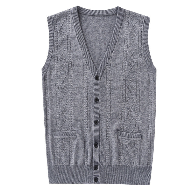 Men's Wool Vest Knitted Vest Middle-aged Men's Sweater