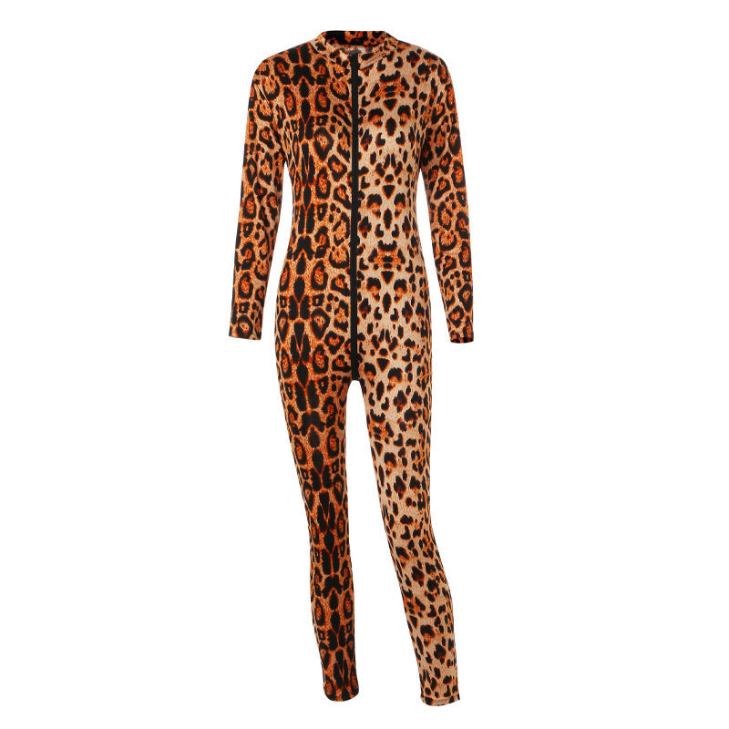 Leopard Bodysuit Long Sleeve Leopard Bodysuit - Mubimart -  