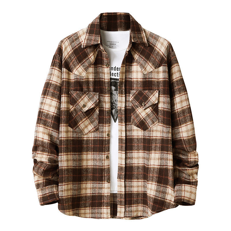 Men's New Style Hanging Shot American Flannel Plaid Shirt Jacket Shirt