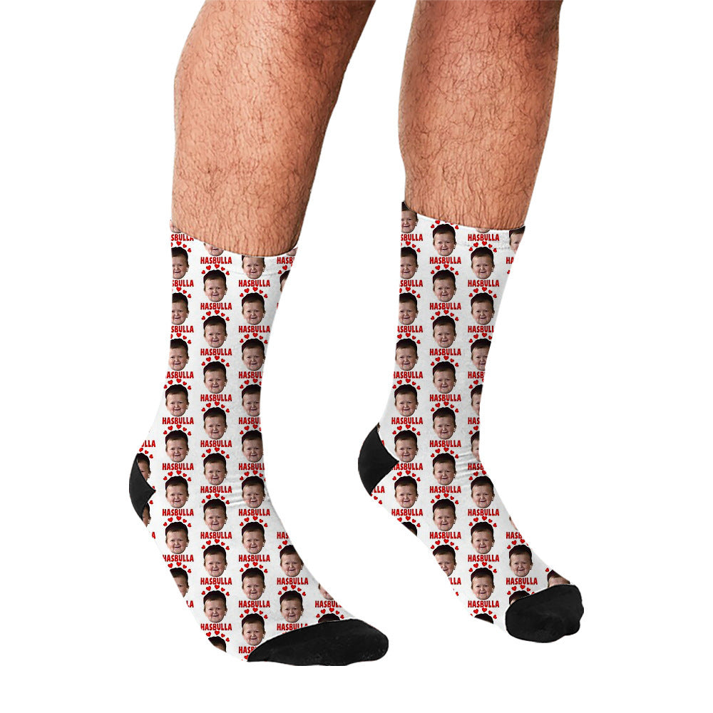 Men's Cartoon Unique Europe And America Cross Border Athletic Socks Digital Printing Lovers' Socks - Mubimart -  