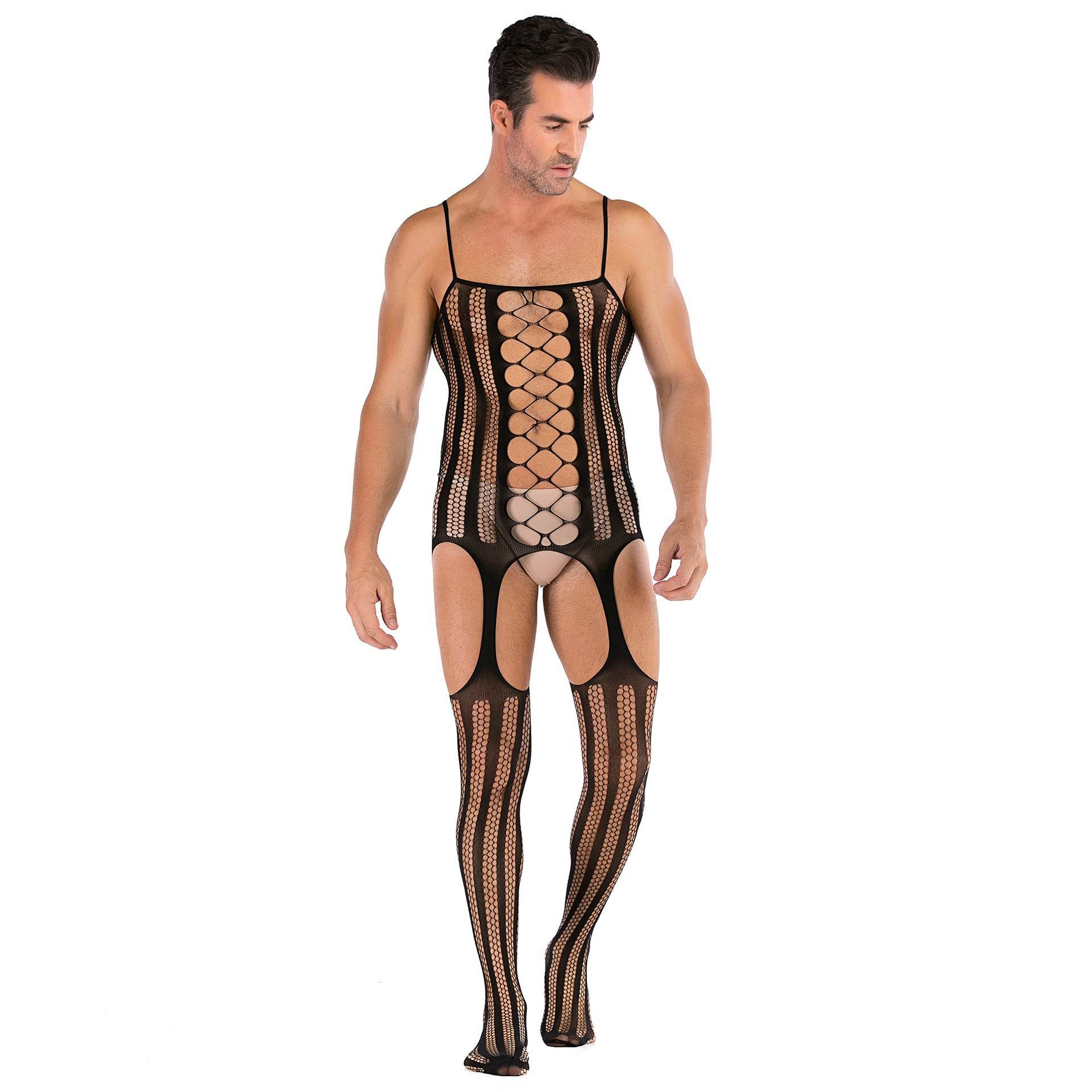 Top Garter Belt Set Hollow Mesh Clothing - Mubimart