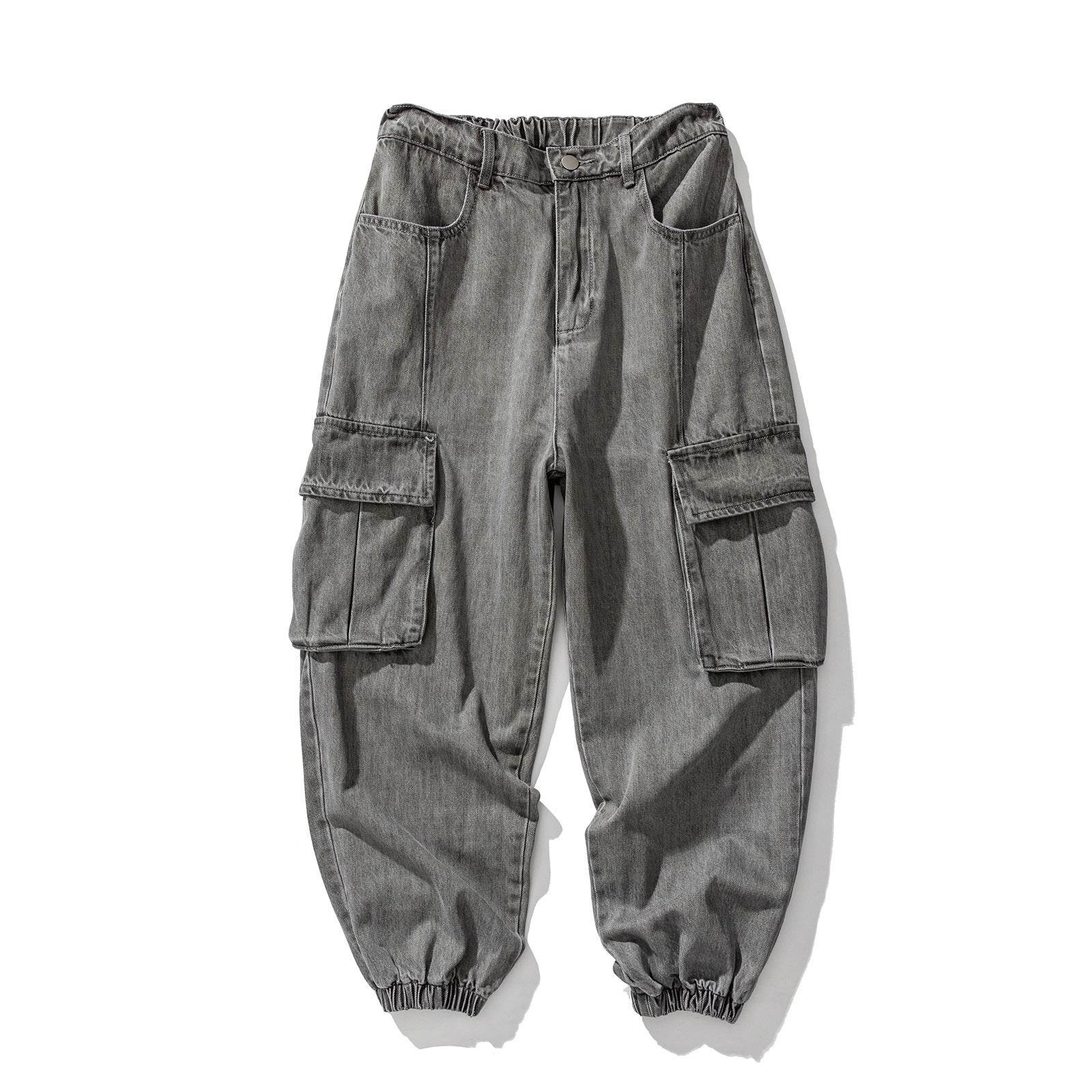 Fashionable Multi-pocket Cargo Jeans - Mubimart
