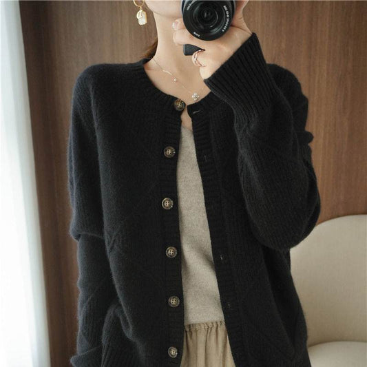 Lazy Plus Size Cardigan Net Red Sweater Coat - Mubimart