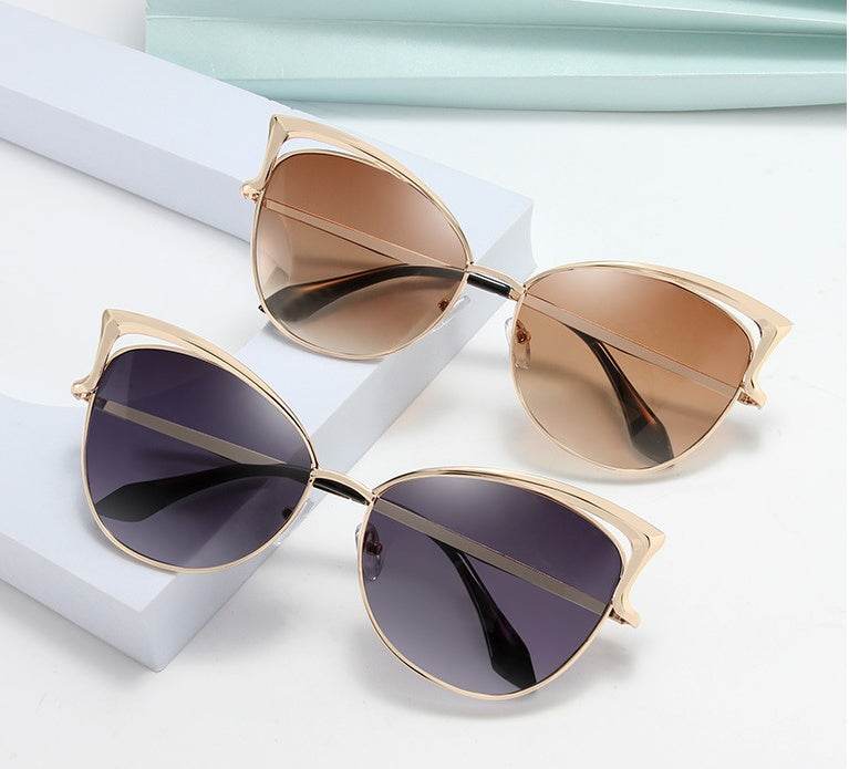 Cat Eye Sunglasses European And American Style Sunglasses Colorful Metal Frame - Mubimart
