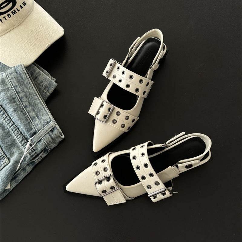 French Classic Style Pointed Mary Jane Shoes - Mubimart