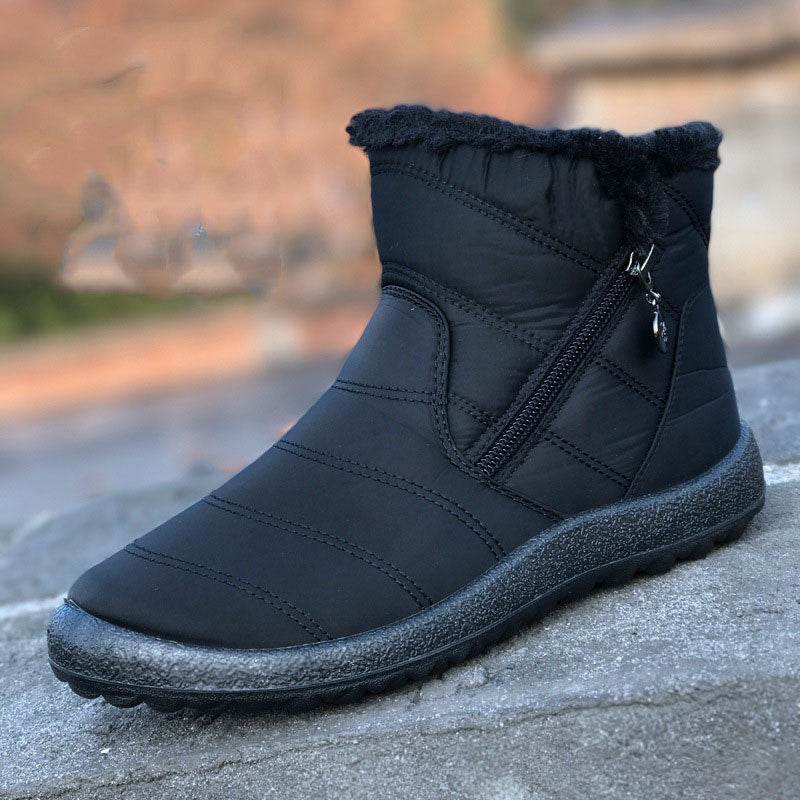 Umbrella Cloth Snow Boots Side Zipper Cotton Boots Mid-calf Waterproof Snow Boots - Mubimart