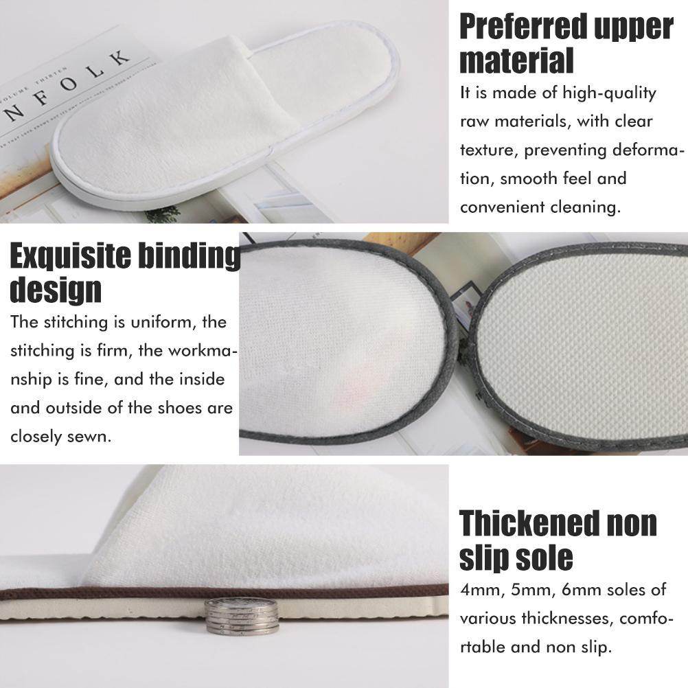 Fleece Slippers One Time Non Slip Thick Spa Slippers for Home Hotel Travel Party Guest - Mubimart