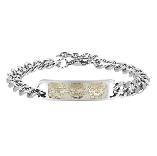 Mens Luminous Skull Titanium Steel Bracelet - Mubimart