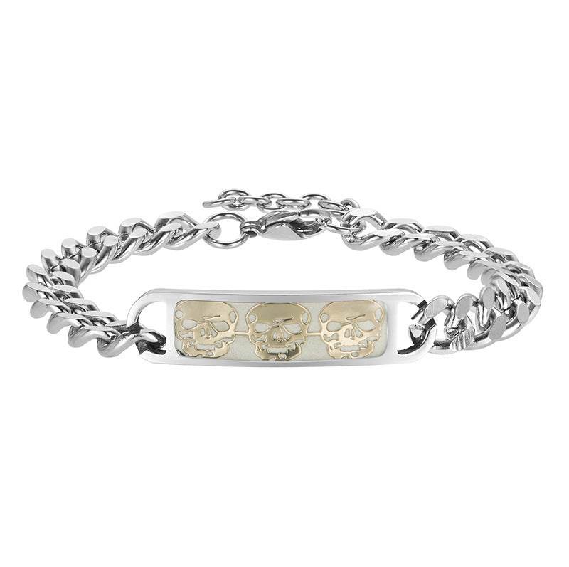 Mens Luminous Skull Titanium Steel Bracelet - Mubimart