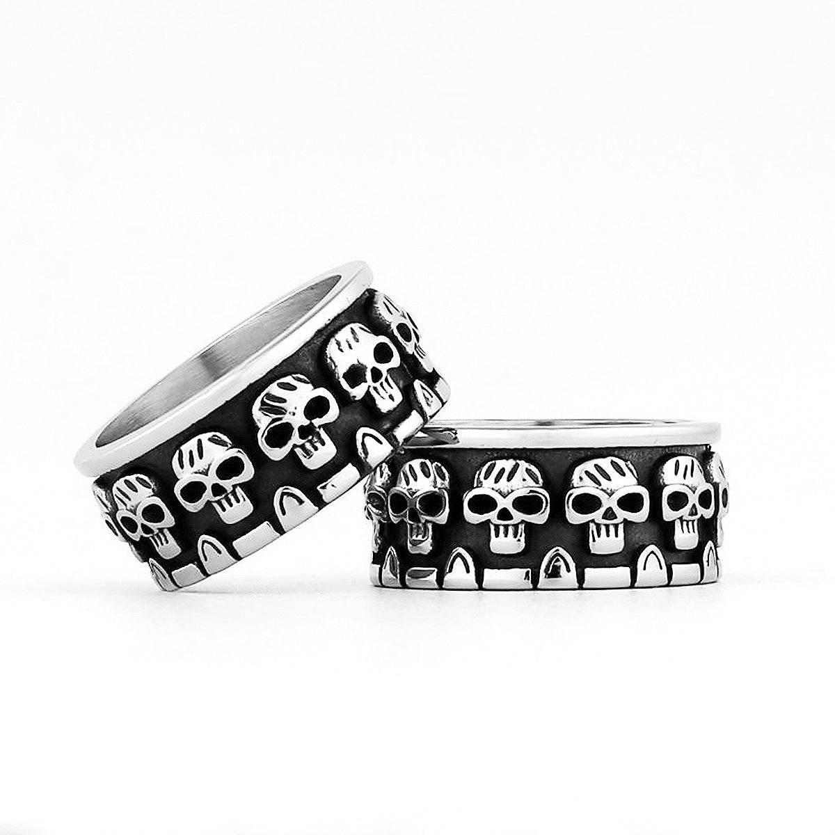 Punk Skull Head Titanium Steel Ring For Men - Mubimart