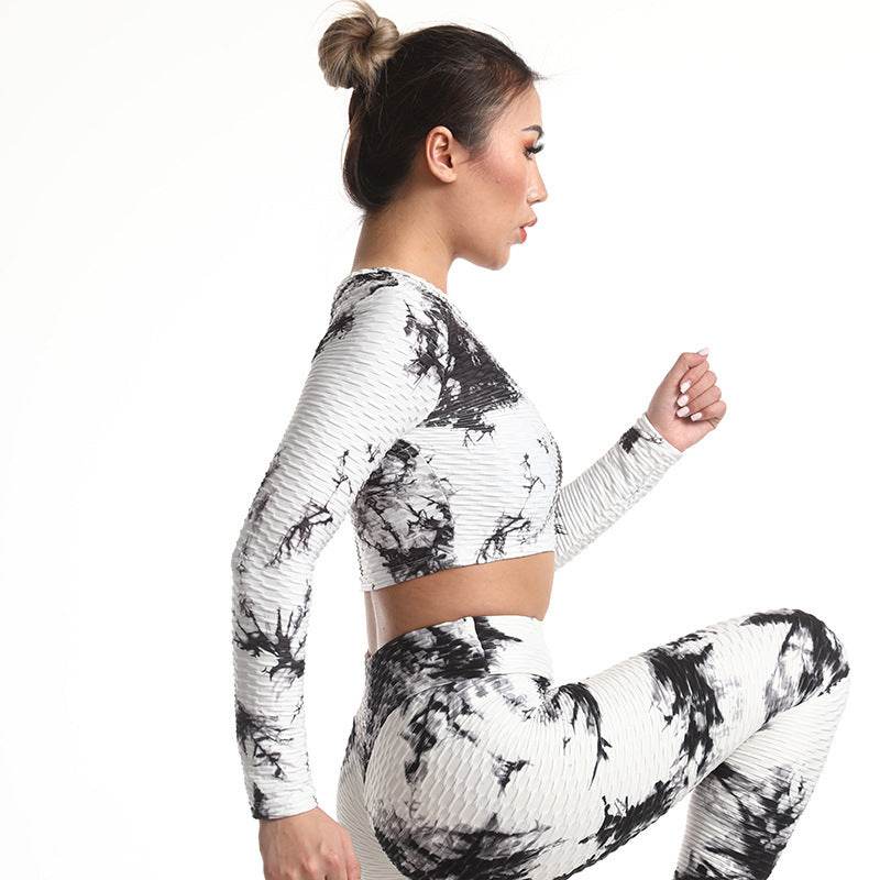 Jacquard Workout Clothes Hollow Sports Top - Mubimart