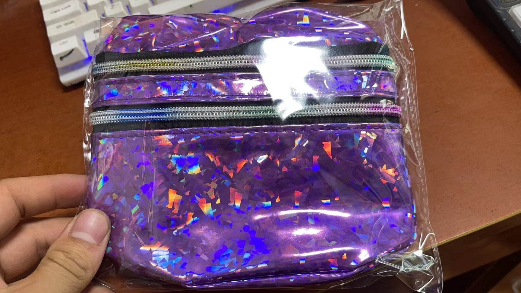 Double Pocket Holographic Fanny Pack - Mubimart
