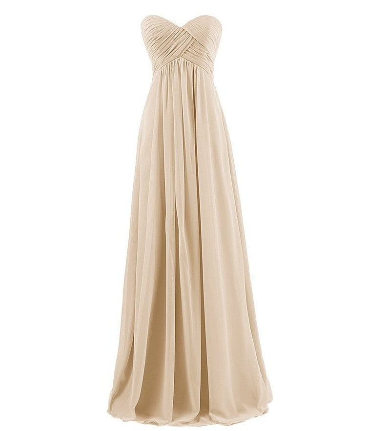 Tube Top Chiffon Long Prom Dinner Dress - Mubimart -  