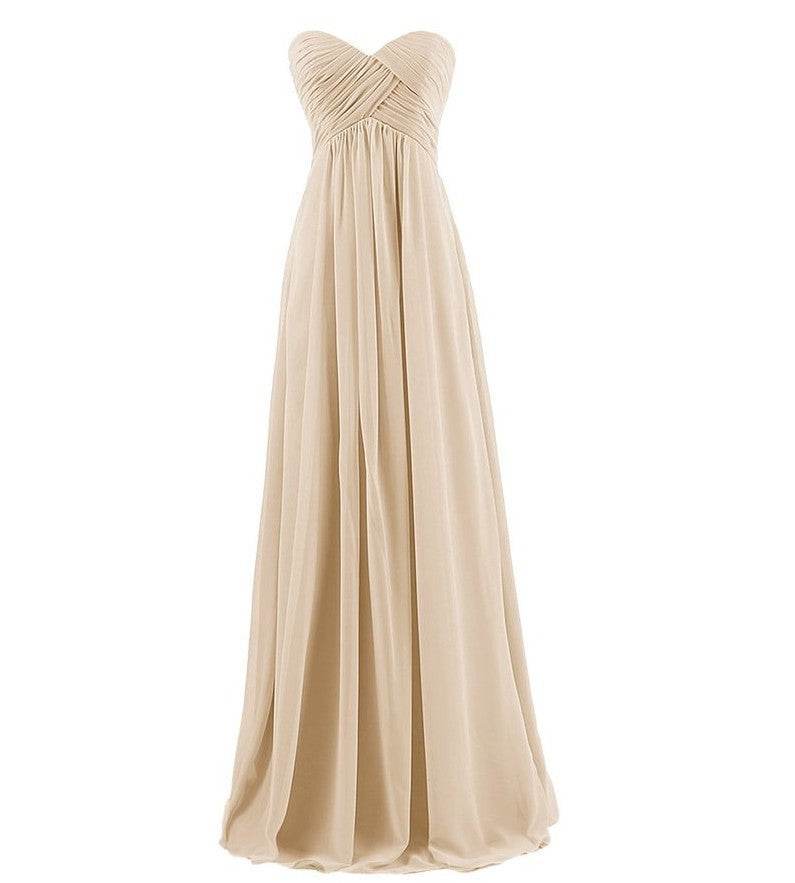 Tube Top Chiffon Long Prom Dinner Dress - Mubimart