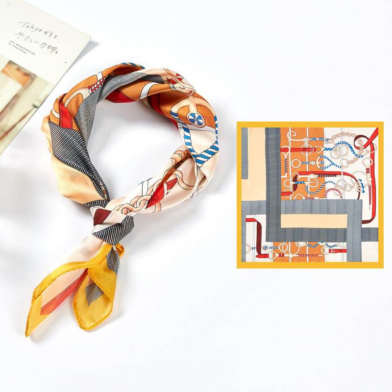 New Simulated Silk Satin Printed Scarves - Mubimart