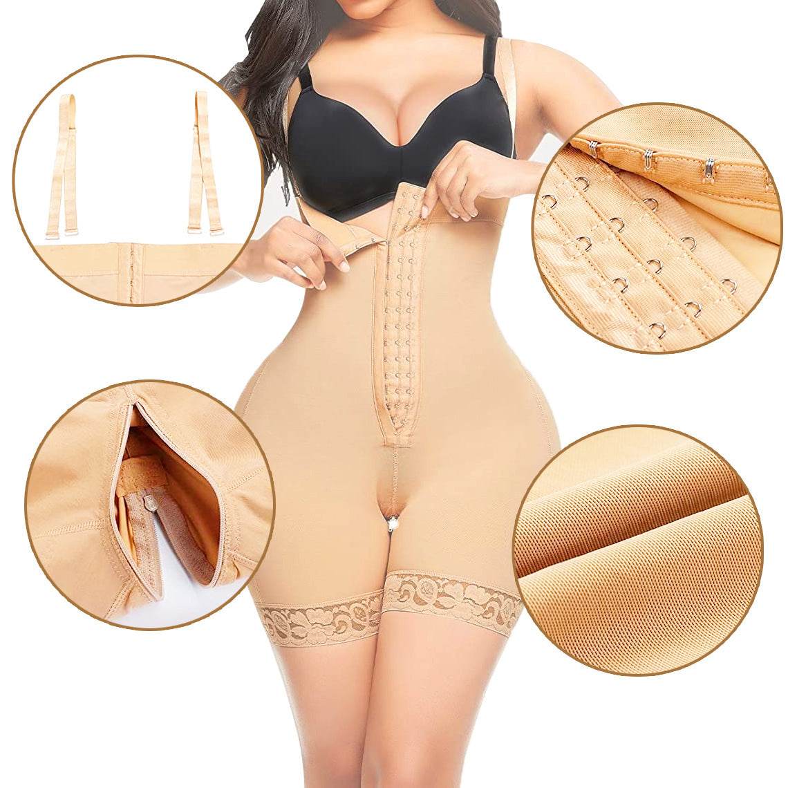 High Waisted Body Pants Crotch Zipper Tummy Lifting Pants Waist Trimming Shapewear Bodysuit Enhancement - Mubimart