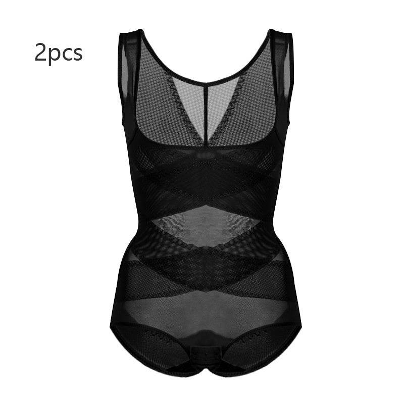 Solid Color Women's Triangle Buckle Shapewear Bodysuit - Mubimart