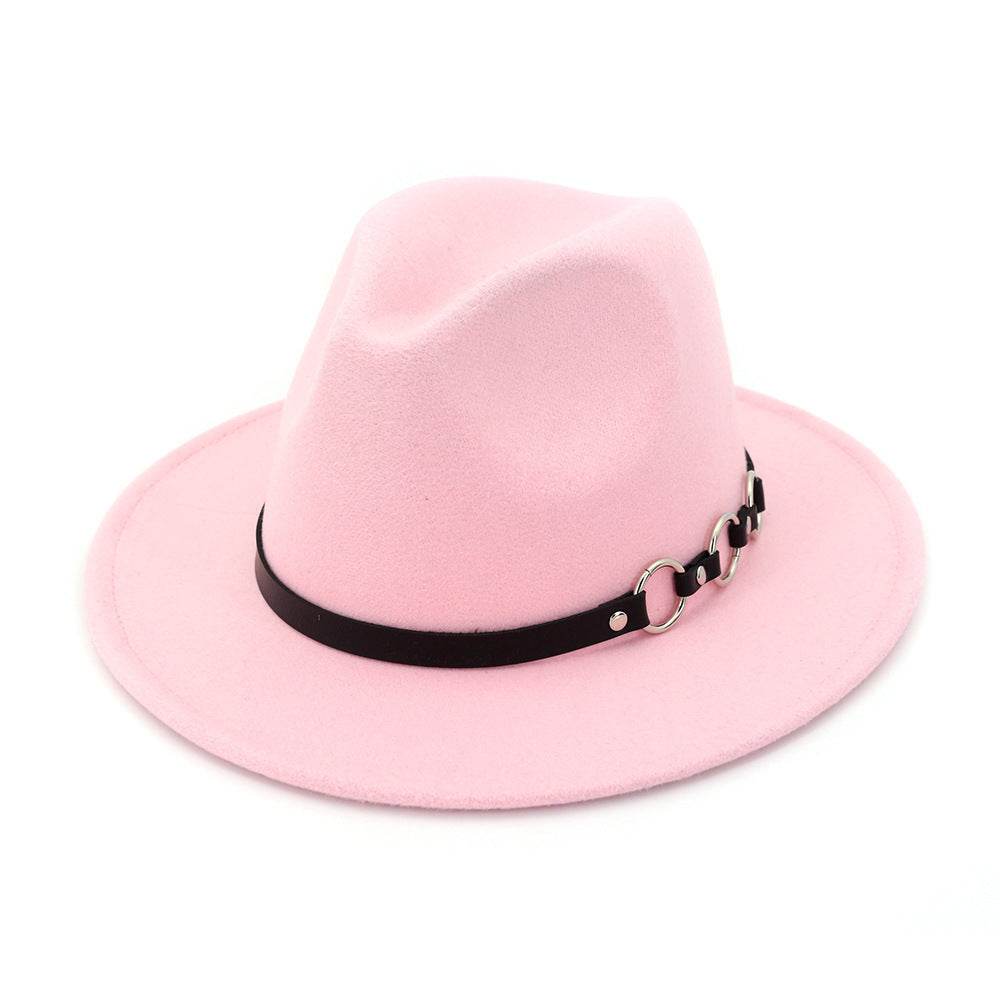 60cm Woolen Hat Gentleman Fedora Hat Flat Brim Big Brim Hat - Mubimart