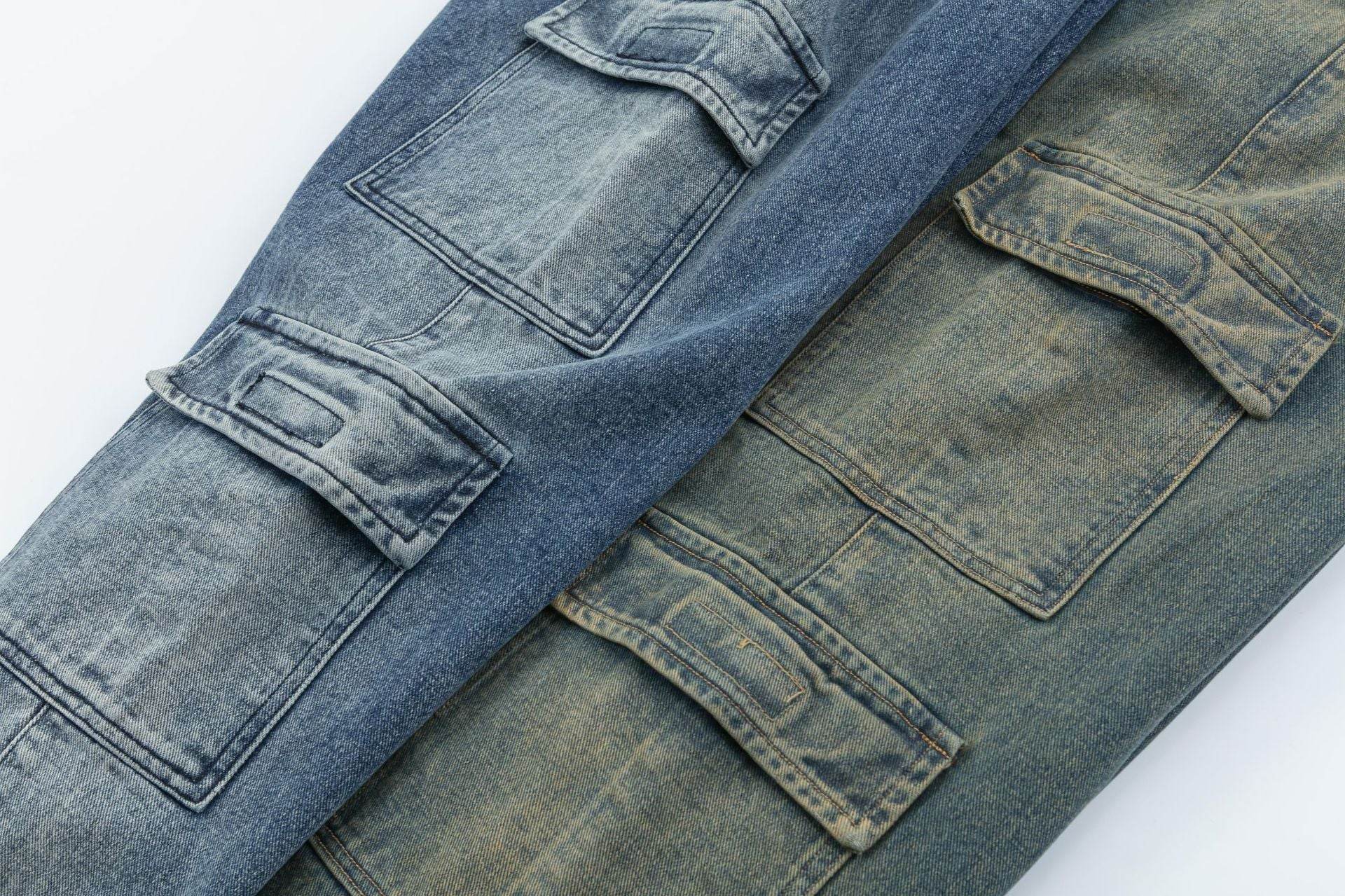 Loose Cargo Wide Leg Jeans - Mubimart