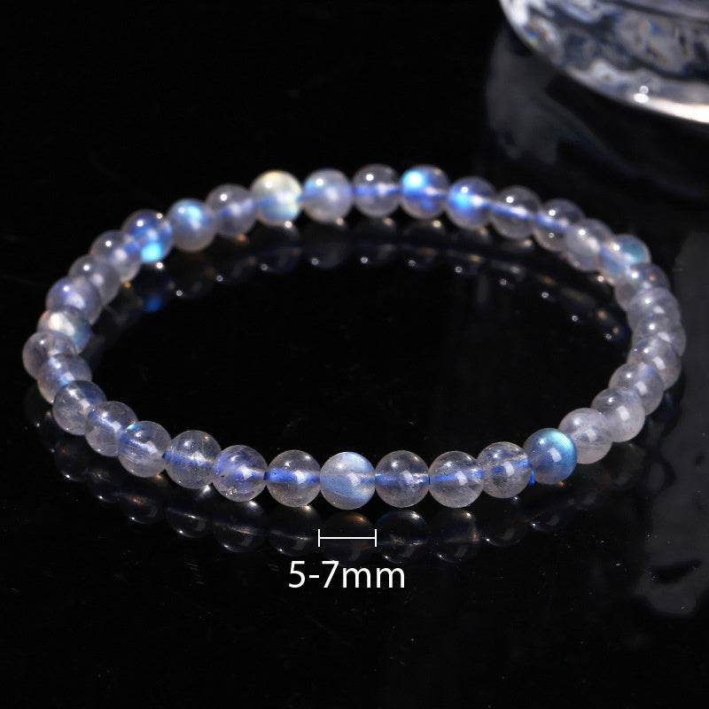 5A Genuine Natural Gray Moonstone Bead Charm Bracelets Women Men Fashon Blue Light Labradorite Strand Energy Bracelet - Mubimart