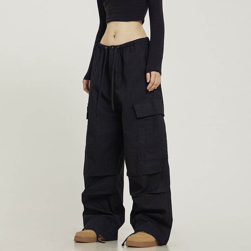 Retro Multi Pocket Khaki Cargo Pants For Men And Women - Mubimart
