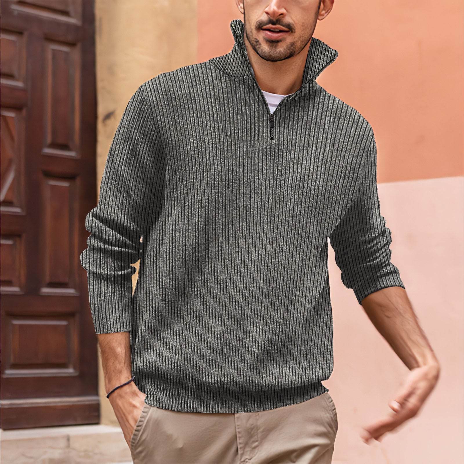 New POLO Zip High Neck Men's Polo Shirt - Mubimart