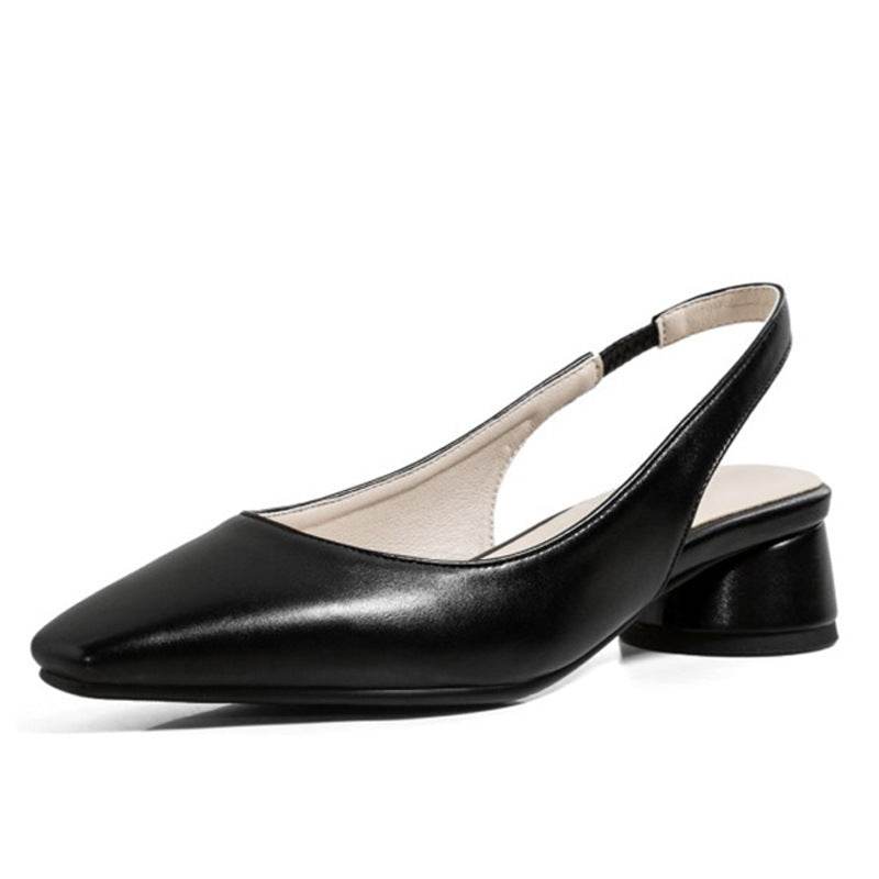 Pointed Toe Slingback Baotou Simple Low Heel Women's Shoes - Mubimart