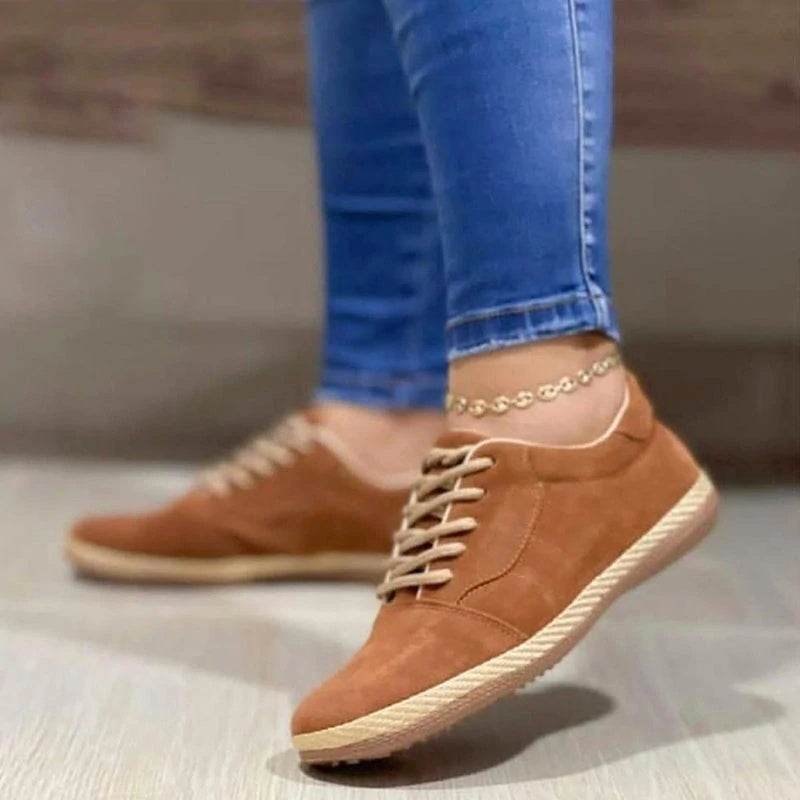 New Women's Lace-up Casual Round Toe Flat Comfort Shoes - Mubimart